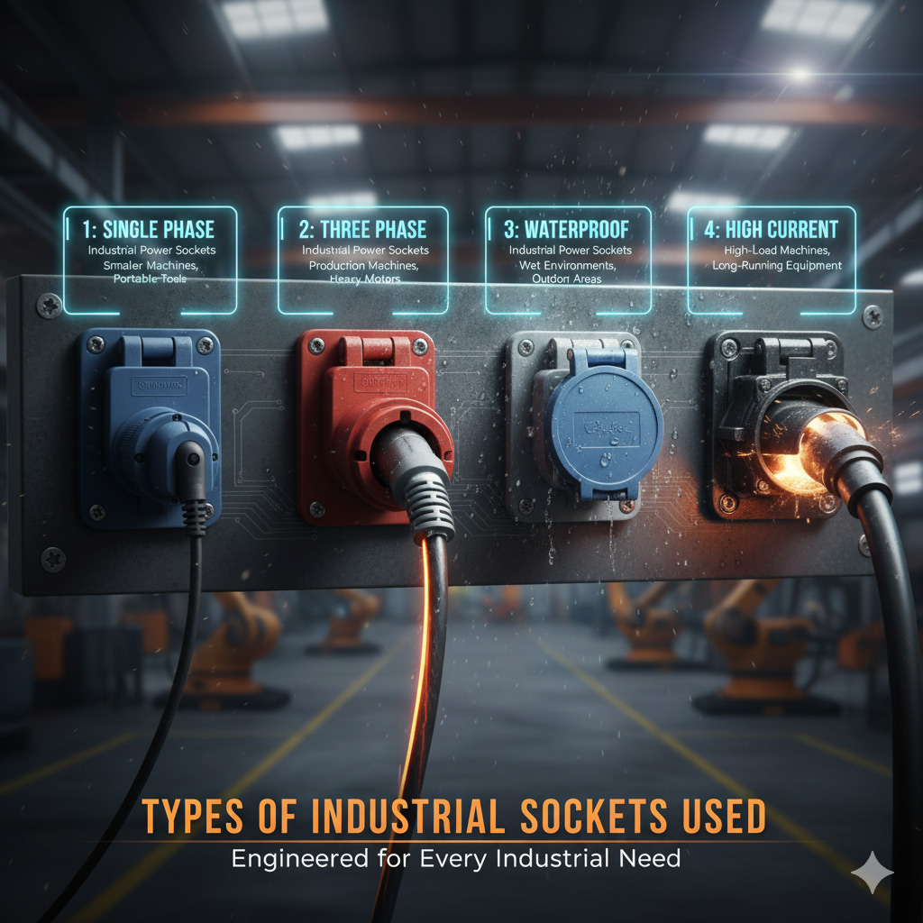 Industrial Power Sockets installation in plant